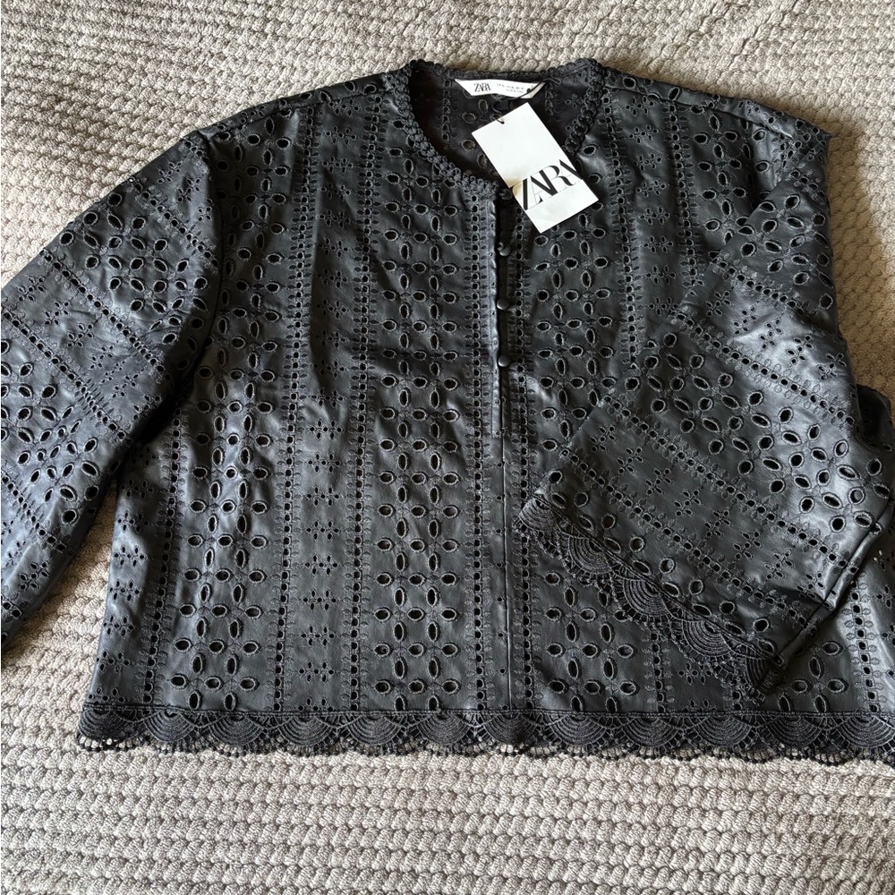 Zara Black Eyelet Women's Top
